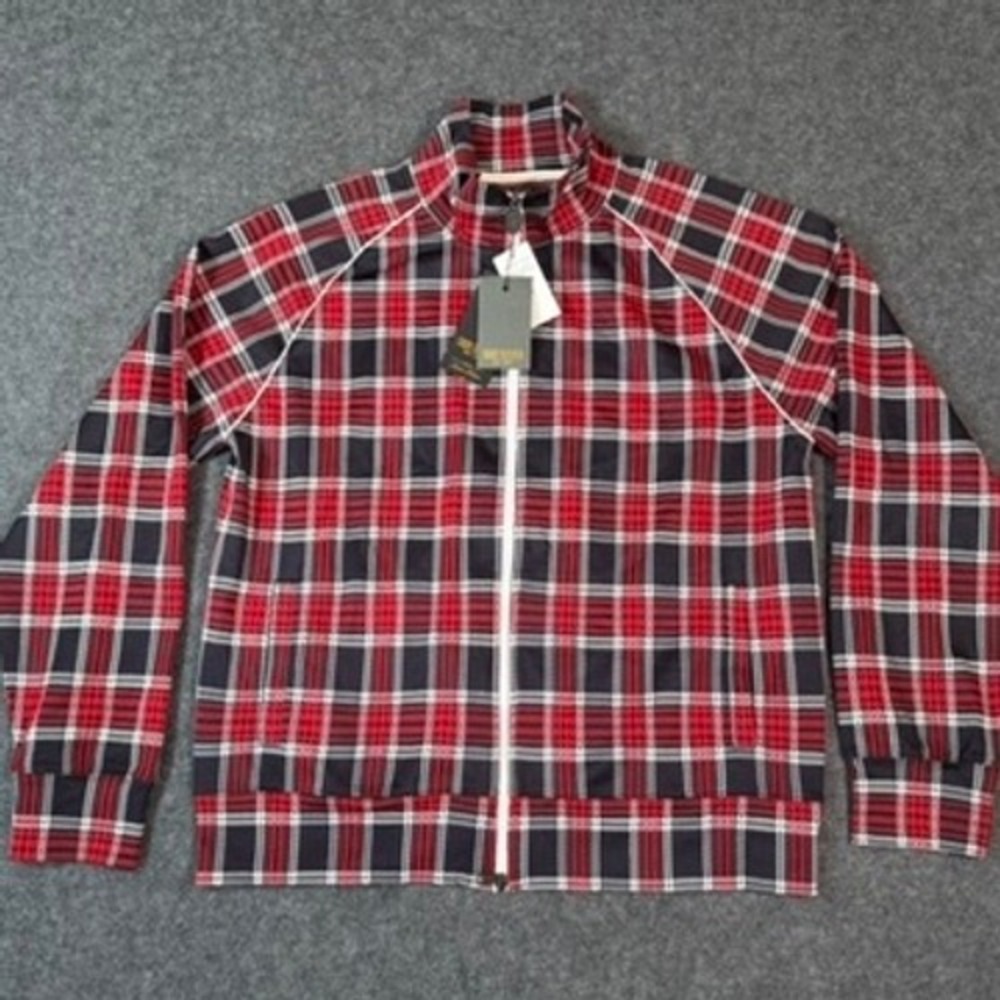 Todd Snyder Navy Red Plaid Track Jacket Full Zip Mens Size Large Lux Comfy‎ NWT